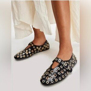 Jeffrey Campbell Black Kids Dress Shoes with Gold and Silver Eyelets
